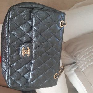 Blue metallic handbag